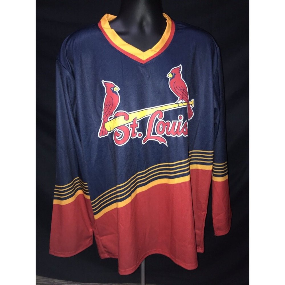 MLB St Louis Cardinals Long Sleeve Bally Sports Jersey Mens XL Preowned